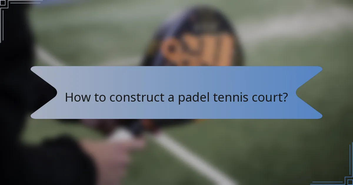 How to construct a padel tennis court?