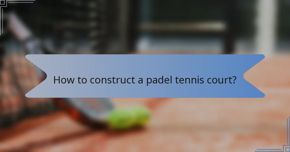 How to construct a padel tennis court?